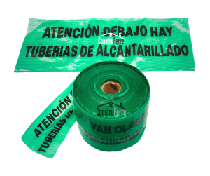 Cinta Demarcación Verde - Alcantarillado | Rollo 1.000M