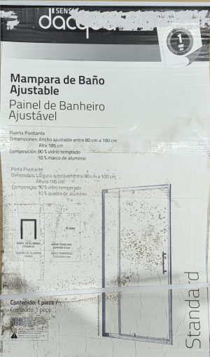 Mampara Ajustable Vidrio 6mm  85cm.-100cm. x 185cm - Imagen 4