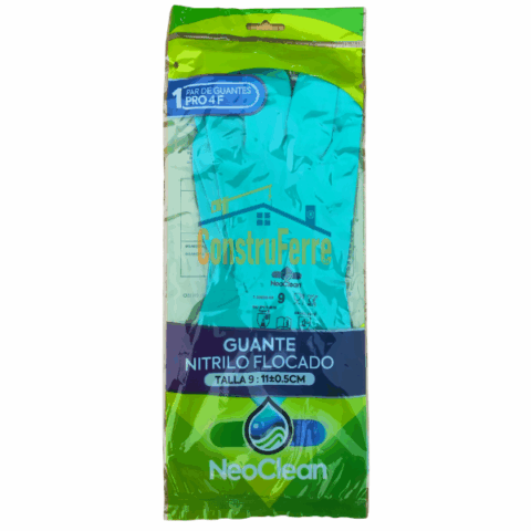 Guante Nitrilo Flocado NeoClean – Talla 9 L