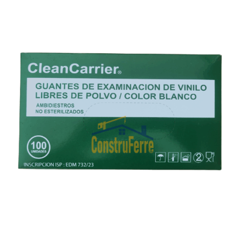 Guantes de Examinación de Vinilo CleanCarrier – 100 Unidades Talla M